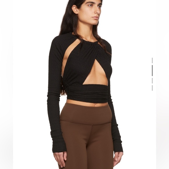 Danielle Guizio black long sleeve wrap top - Picture 2 of 7